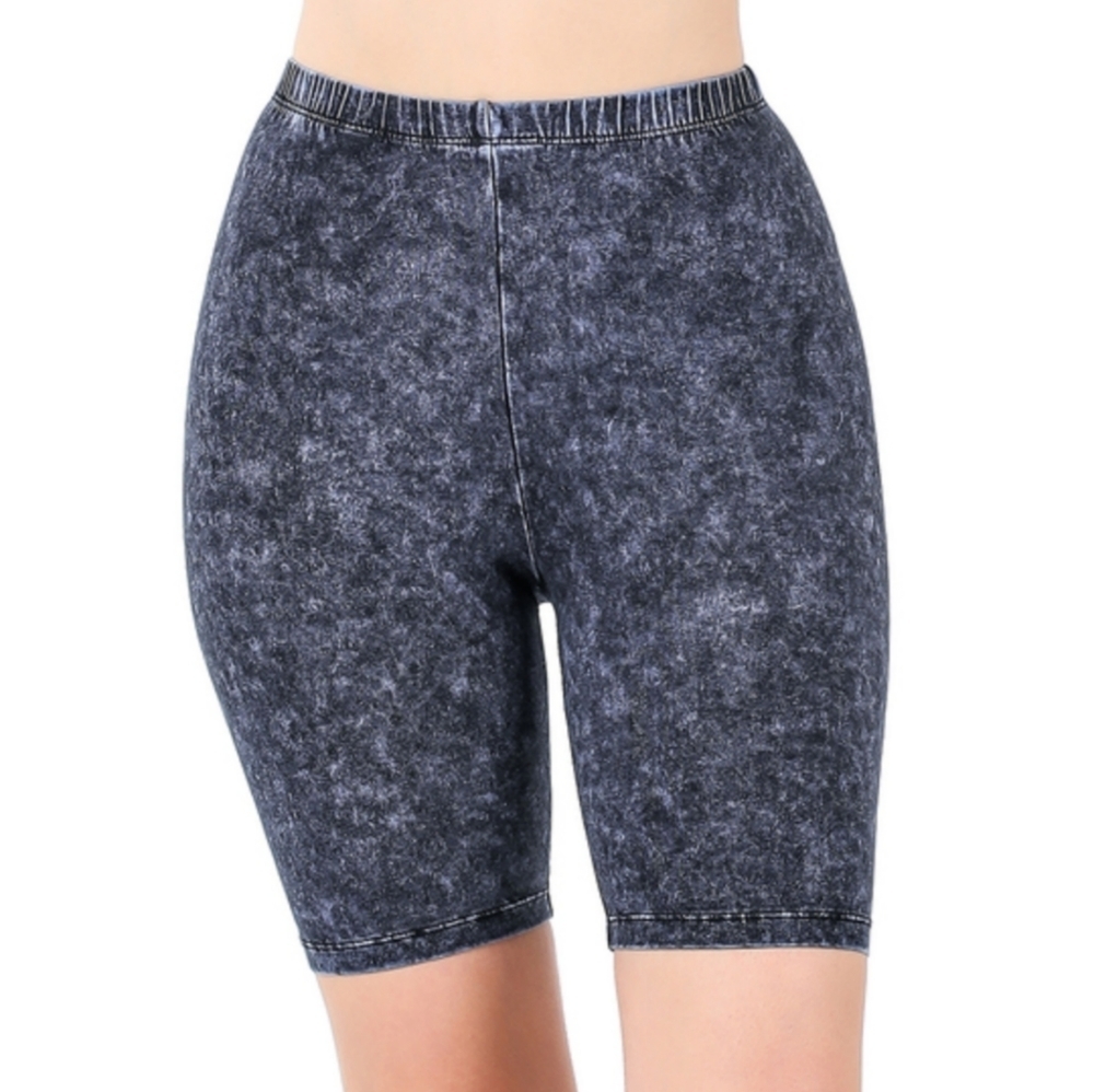Zenana Mineral Wash Pull on Biker Shorts